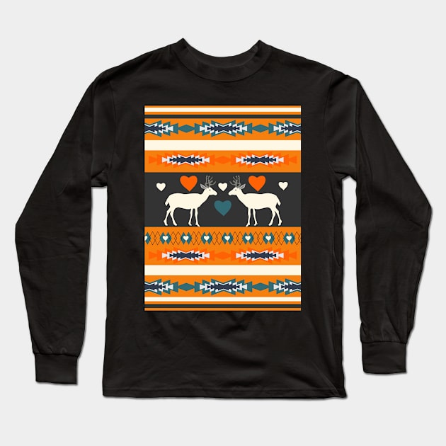 Ethnic romantic deer Long Sleeve T-Shirt by cocodes